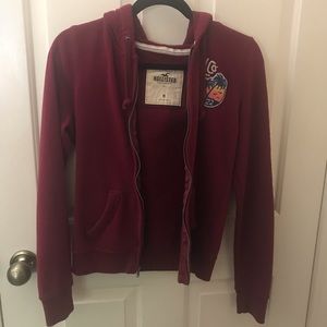 Burgundy Hollister Zip-Up hooded jacket